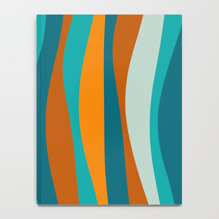 Liquid Stripes in Rust Orange Aqua Turquoise Teal  Notebook Gallery Image 4