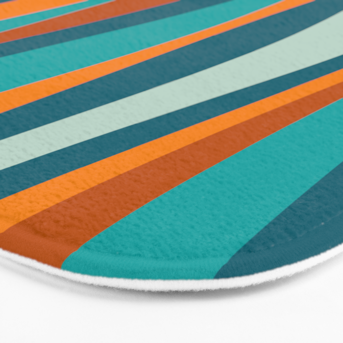 Liquid Stripes in Rust Orange Aqua Turquoise Teal  Bath Mat Gallery Image 3
