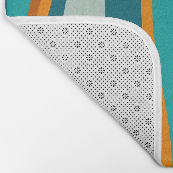 Liquid Stripes in Rust Orange Aqua Turquoise Teal  Bath Mat Gallery Image 2