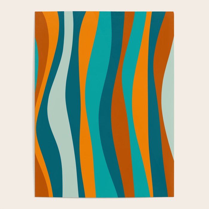 Liquid Stripes in Rust Orange Aqua Turquoise Teal  Poster Gallery Image 4