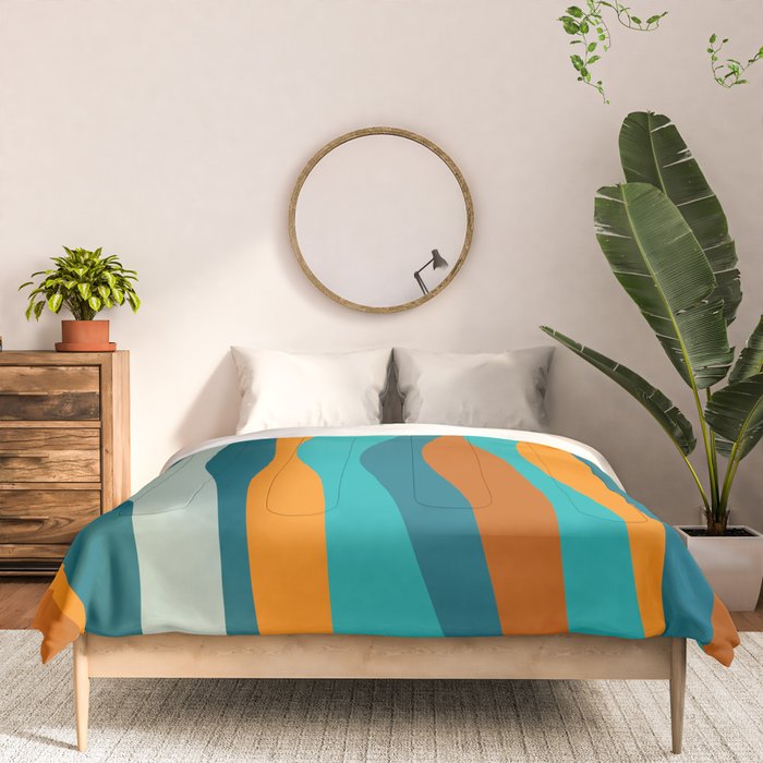 Liquid Stripes in Rust Orange Aqua Turquoise Teal  Comforter Gallery Image 3