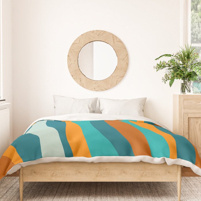 Liquid Stripes in Rust Orange Aqua Turquoise Teal  Duvet Cover Gallery Image 3
