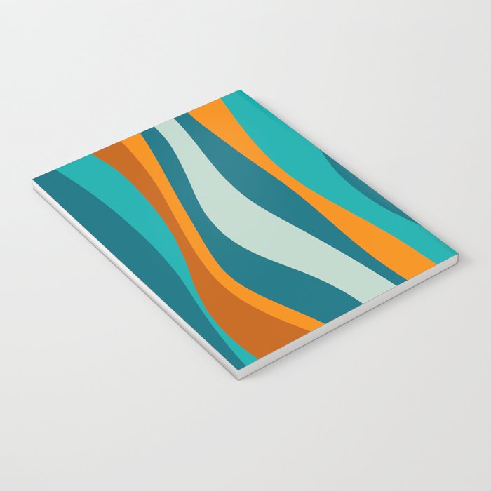 Liquid Stripes in Rust Orange Aqua Turquoise Teal  Notebook Gallery Image 3