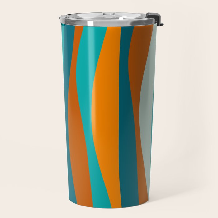 Liquid Stripes in Rust Orange Aqua Turquoise Teal  Travel Mug Gallery Image 2