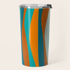 Liquid Stripes in Rust Orange Aqua Turquoise Teal  Travel Mug Gallery Image 2