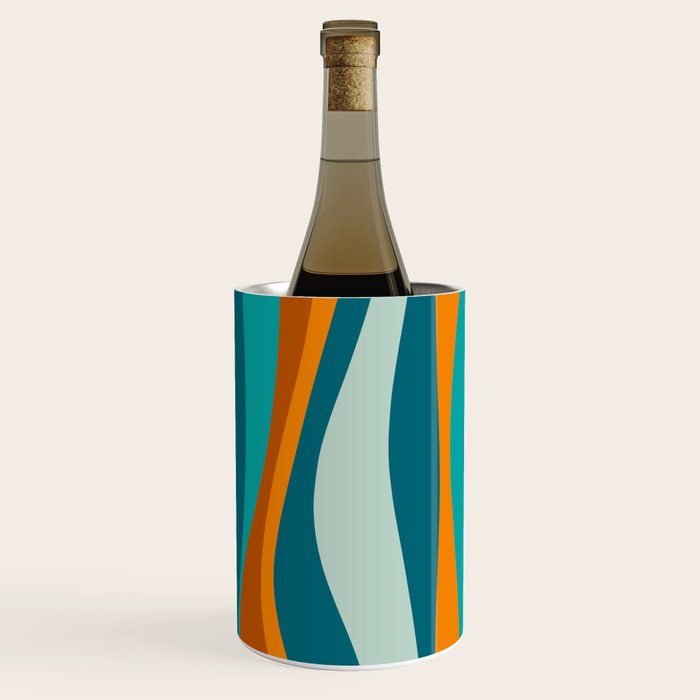 Liquid Stripes in Rust Orange Aqua Turquoise Teal  Wine Chiller Gallery Image 2