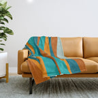 Liquid Stripes in Rust Orange Aqua Turquoise Teal  Throw Blanket Gallery Image 1