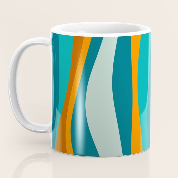Liquid Stripes in Rust Orange Aqua Turquoise Teal  Coffee Mug Gallery Image 3