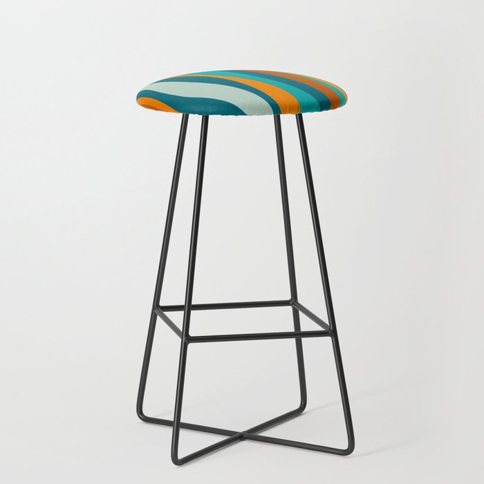 Liquid Stripes in Rust Orange Aqua Turquoise Teal  Stool Gallery Image 1