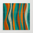 Liquid Stripes in Rust Orange Aqua Turquoise Teal  Wood Wall Art Gallery Image 1