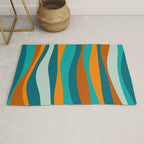 Liquid Stripes in Rust Orange Aqua Turquoise Teal  Rug Gallery Image 1