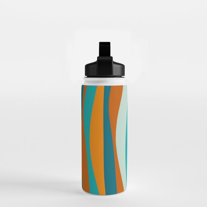 Liquid Stripes in Rust Orange Aqua Turquoise Teal  Water Bottle Gallery Image 2