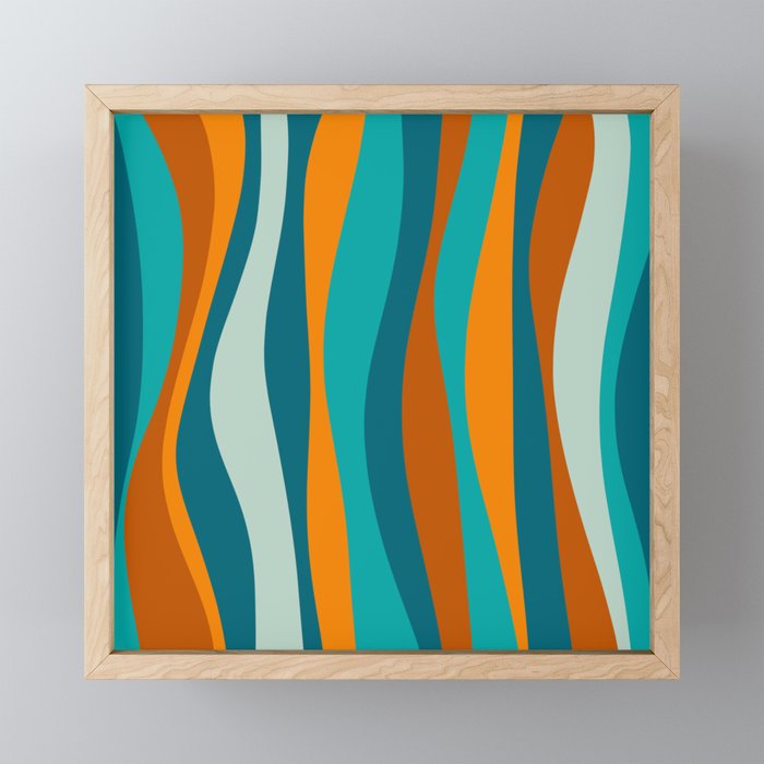 Liquid Stripes in Rust Orange Aqua Turquoise Teal  Mini Art Print Gallery Image 1