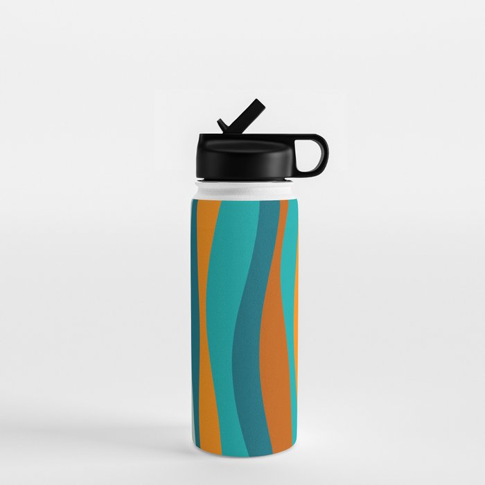 Liquid Stripes in Rust Orange Aqua Turquoise Teal  Water Bottle Gallery Image 1