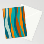 Liquid Stripes in Rust Orange Aqua Turquoise Teal  Stationery Card Gallery Image 2