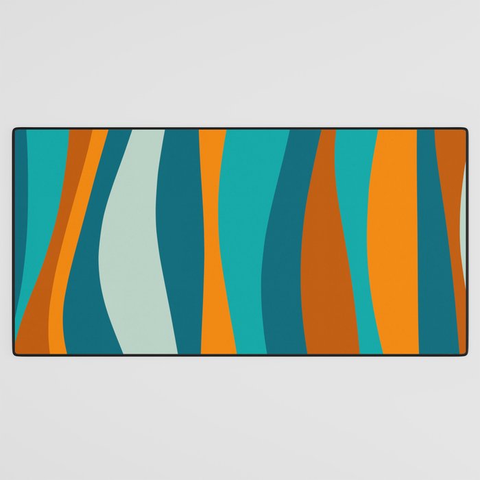 Liquid Stripes in Rust Orange Aqua Turquoise Teal  Desk Mat Gallery Image 3