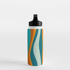 Liquid Stripes in Rust Orange Aqua Turquoise Teal  Water Bottle Gallery Image 3