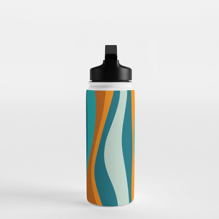 Liquid Stripes in Rust Orange Aqua Turquoise Teal  Water Bottle Gallery Image 3
