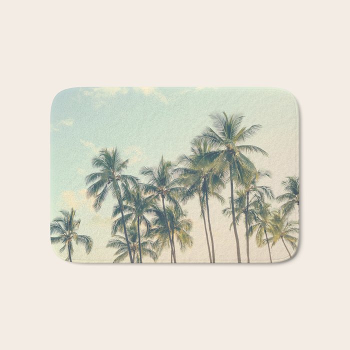 Tropical Skies - Palm Trees, Beach Photography Bath Mat Gallery Image 1