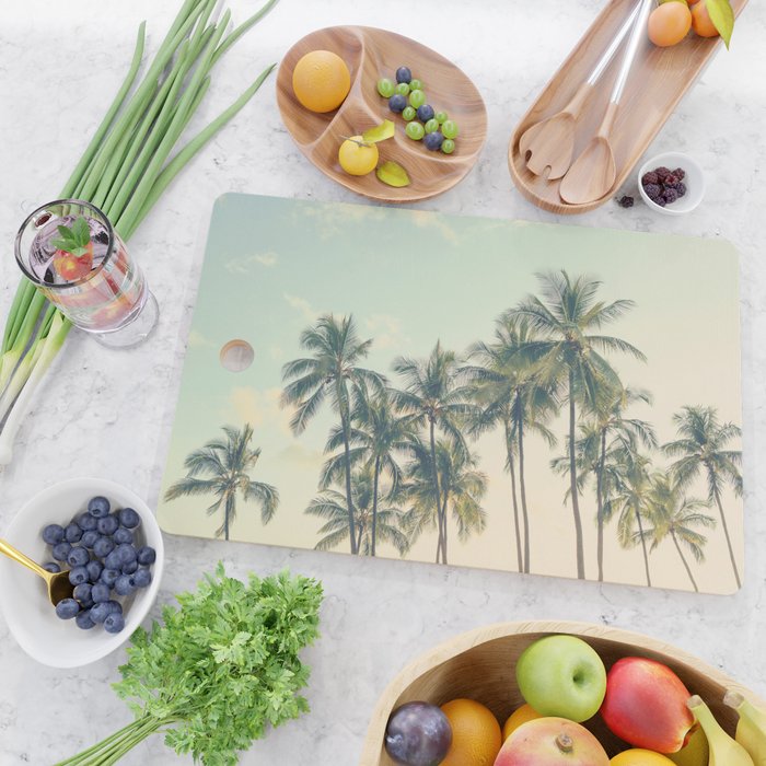 Tropical Skies - Palm Trees, Beach Photography Cutting Board Gallery Image 2