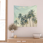 Tropical Skies - Palm Trees, Beach Photography Wall Tapestry Gallery Image 2