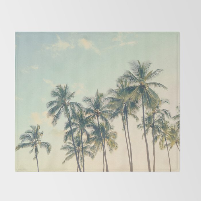 Tropical Skies - Palm Trees, Beach Photography Throw Blanket Gallery Image 2