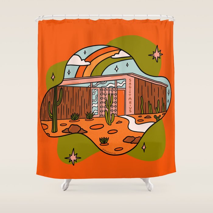 Sagittarius Mid Century House Shower Curtain Gallery Image 1