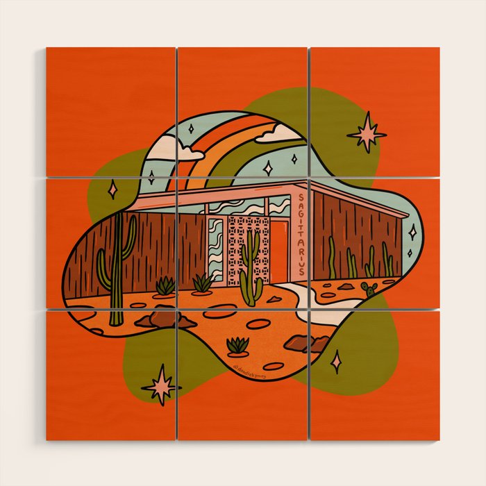 Sagittarius Mid Century House Wood Wall Art Gallery Image 1