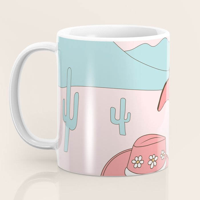 Cute Desert Cowgirl Pink Cowboy Boots Daisy Coffee Mug Gallery Image 3