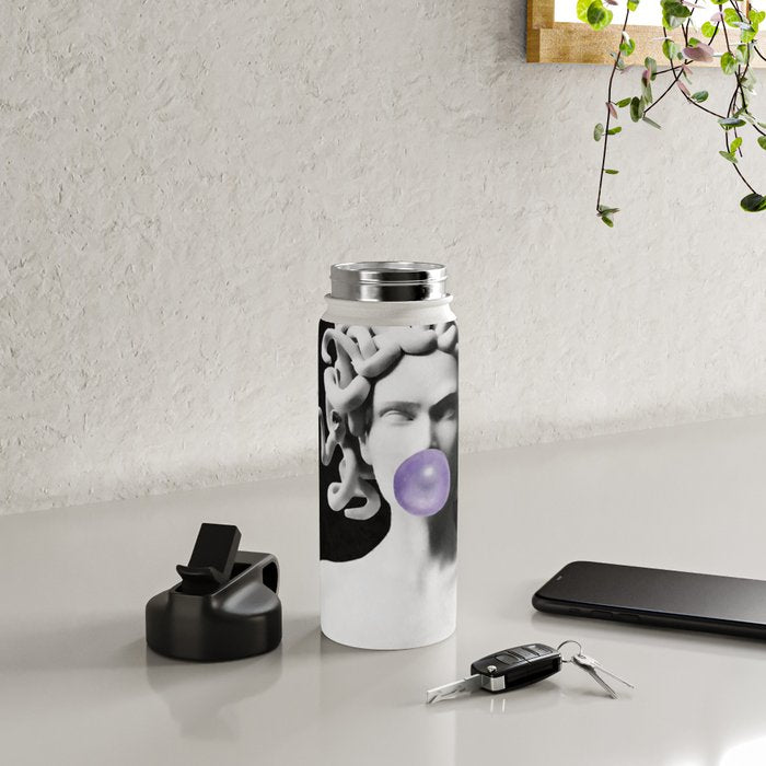 Medusa blowing purple bubblegum bubble Canvas Print Water Bottle Gallery Image 4