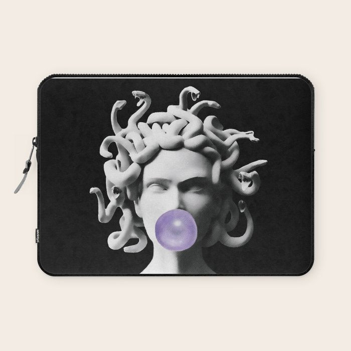 Medusa blowing purple bubblegum bubble Canvas Print Laptop Sleeve Gallery Image 1