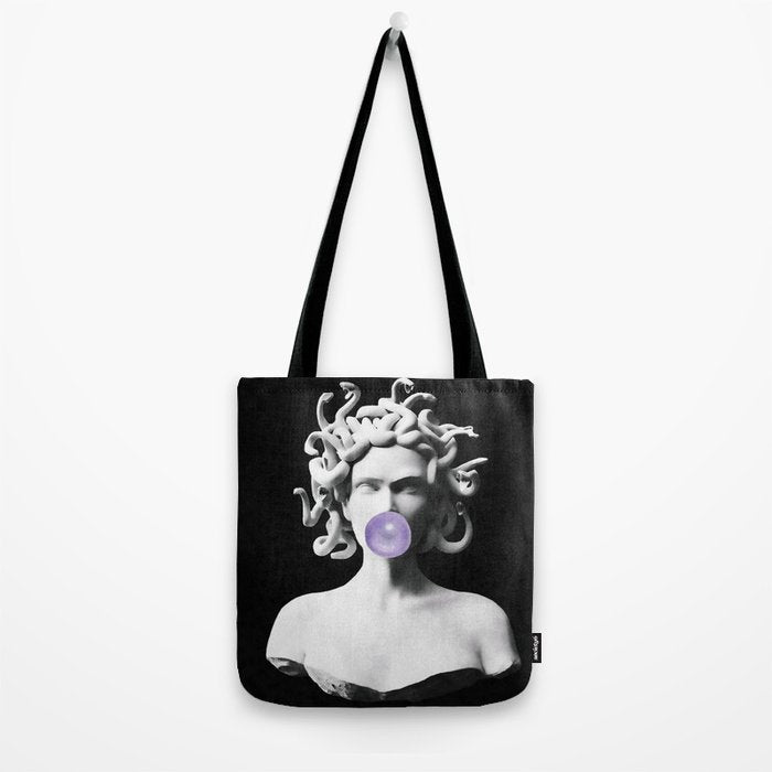 Medusa blowing purple bubblegum bubble Canvas Print Tote Bag Gallery Image 2