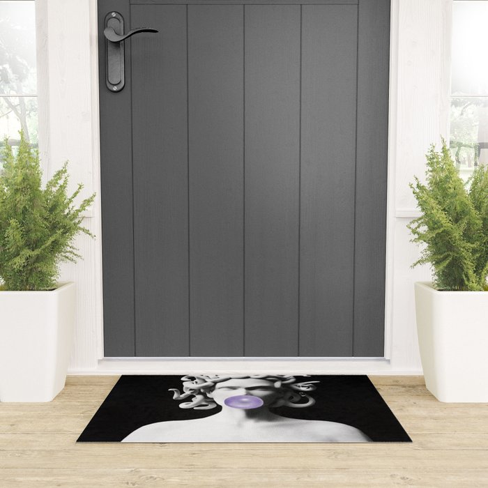 Medusa blowing purple bubblegum bubble Canvas Print Welcome Mat Gallery Image 3