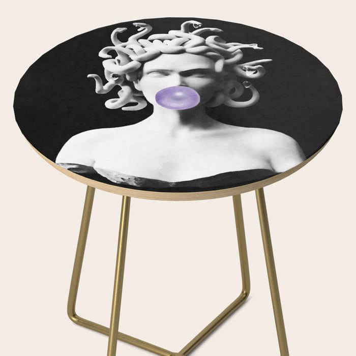 Medusa blowing purple bubblegum bubble Canvas Print Side Table Gallery Image 2
