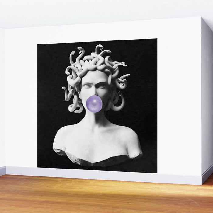 Medusa blowing purple bubblegum bubble Canvas Print Wall Mural Gallery Image 2