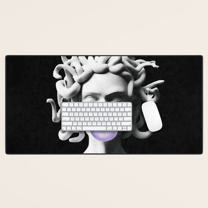 Medusa blowing purple bubblegum bubble Canvas Print Desk Mat Gallery Image 1