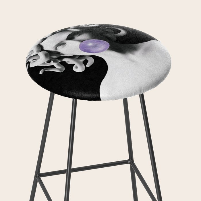 Medusa blowing purple bubblegum bubble Canvas Print Stool Gallery Image 2