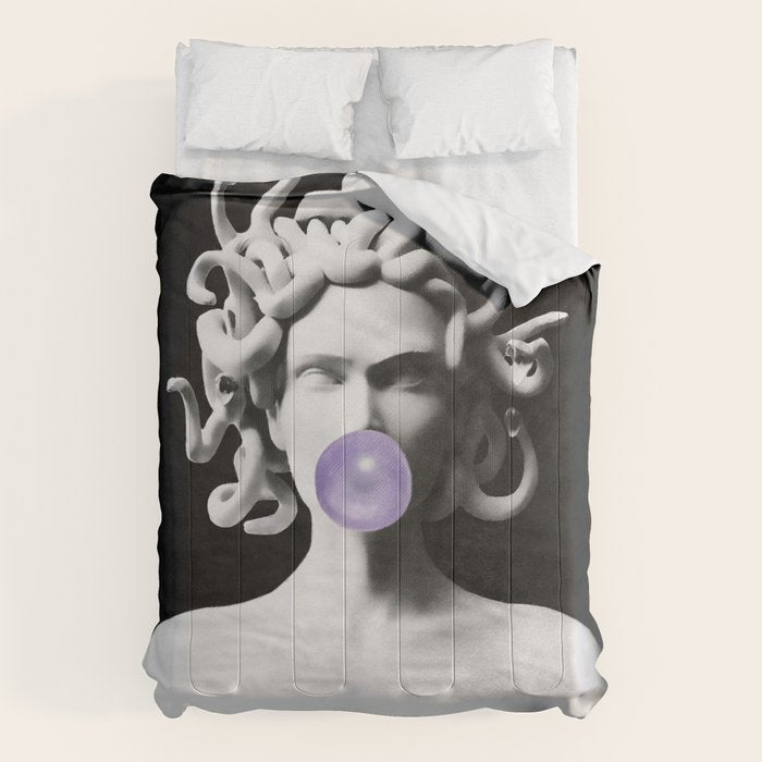 Medusa blowing purple bubblegum bubble Canvas Print Comforter Gallery Image 6