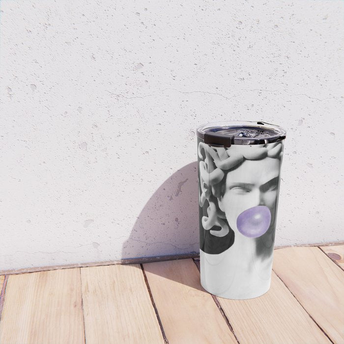 Medusa blowing purple bubblegum bubble Canvas Print Travel Mug Gallery Image 4