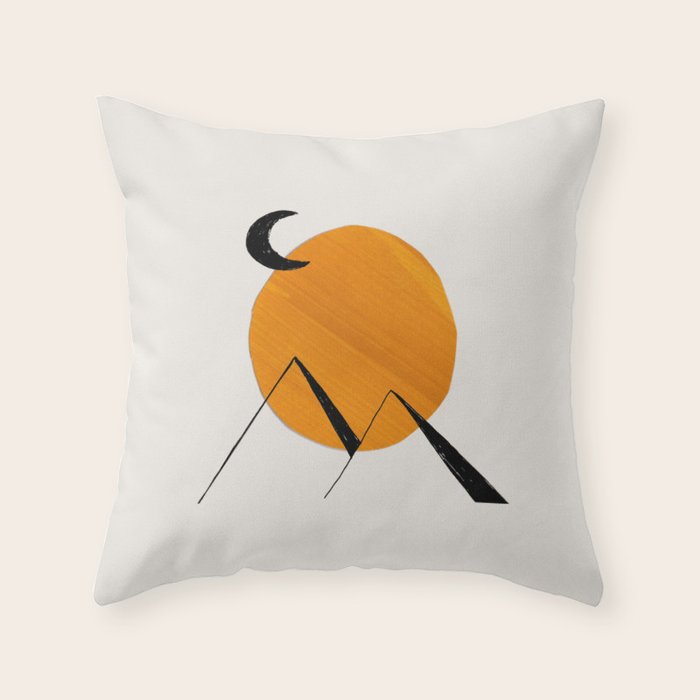 Minimalist Minimal Mid Century Abstract Middle Eastern Egypt Ancient Ruins Pyramids Moon Ejaaz Hanif Throw Pillow Gallery Image 6