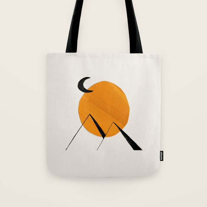 Minimalist Minimal Mid Century Abstract Middle Eastern Egypt Ancient Ruins Pyramids Moon Ejaaz Hanif Tote Bag Gallery Image 1