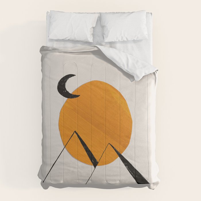 Minimalist Minimal Mid Century Abstract Middle Eastern Egypt Ancient Ruins Pyramids Moon Ejaaz Hanif Comforter Gallery Image 6