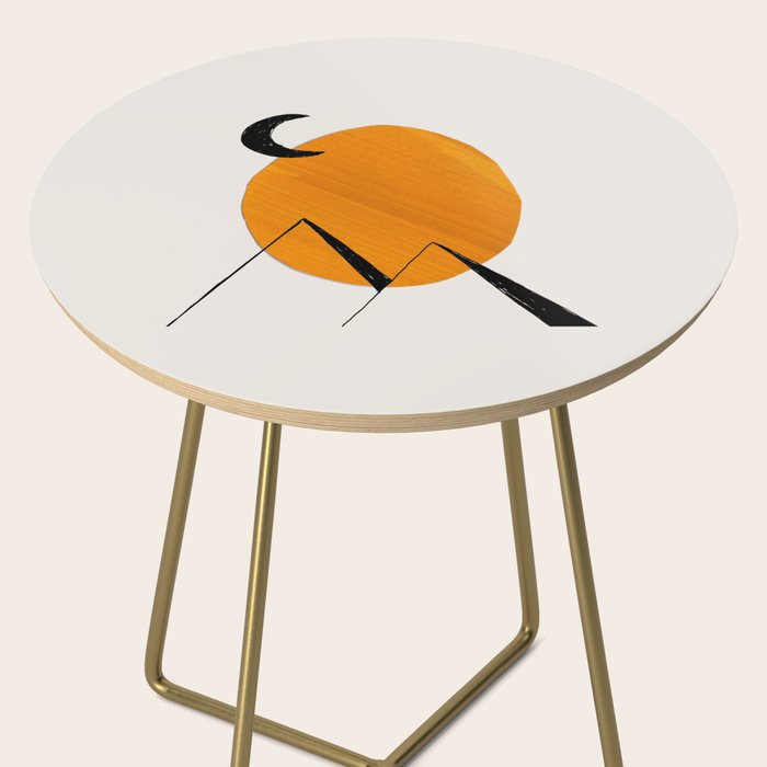 Minimalist Minimal Mid Century Abstract Middle Eastern Egypt Ancient Ruins Pyramids Moon Ejaaz Hanif Side Table Gallery Image 2