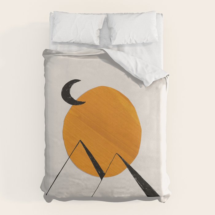 Minimalist Minimal Mid Century Abstract Middle Eastern Egypt Ancient Ruins Pyramids Moon Ejaaz Hanif Duvet Cover Gallery Image 6