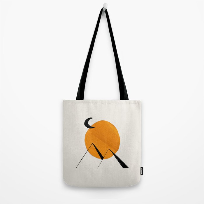 Minimalist Minimal Mid Century Abstract Middle Eastern Egypt Ancient Ruins Pyramids Moon Ejaaz Hanif Tote Bag Gallery Image 2