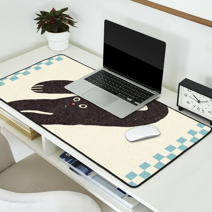 Cute black cat, modern art Desk Mat Gallery Image 2