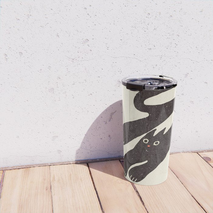 Cute black cat, modern art Travel Mug Gallery Image 4