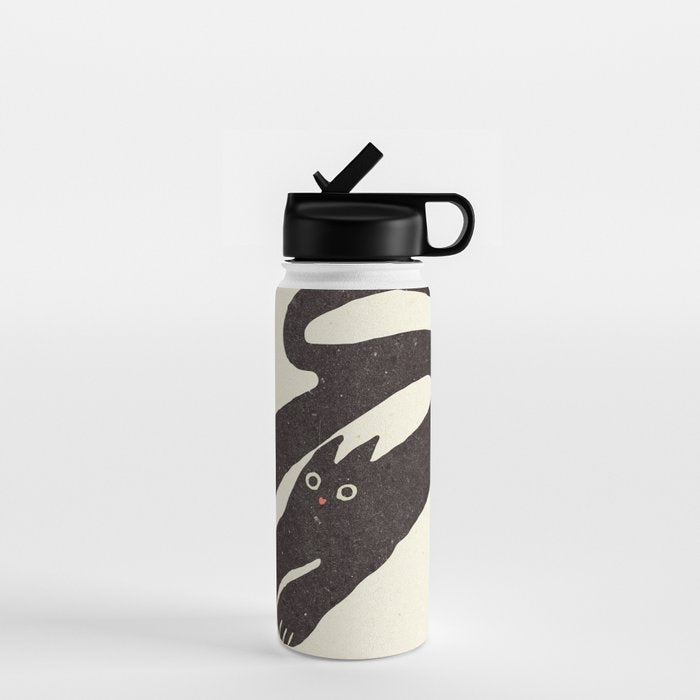 Cute black cat, modern art Water Bottle Gallery Image 1