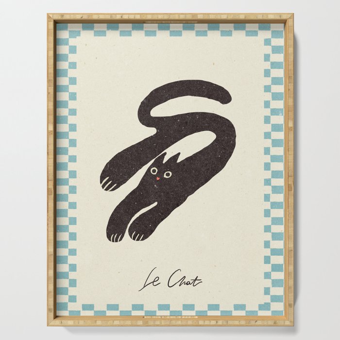 Cute black cat, modern art Serving Tray Gallery Image 1