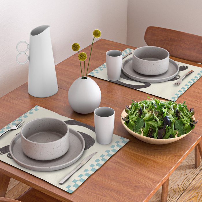 Cute black cat, modern art Placemat Gallery Image 2